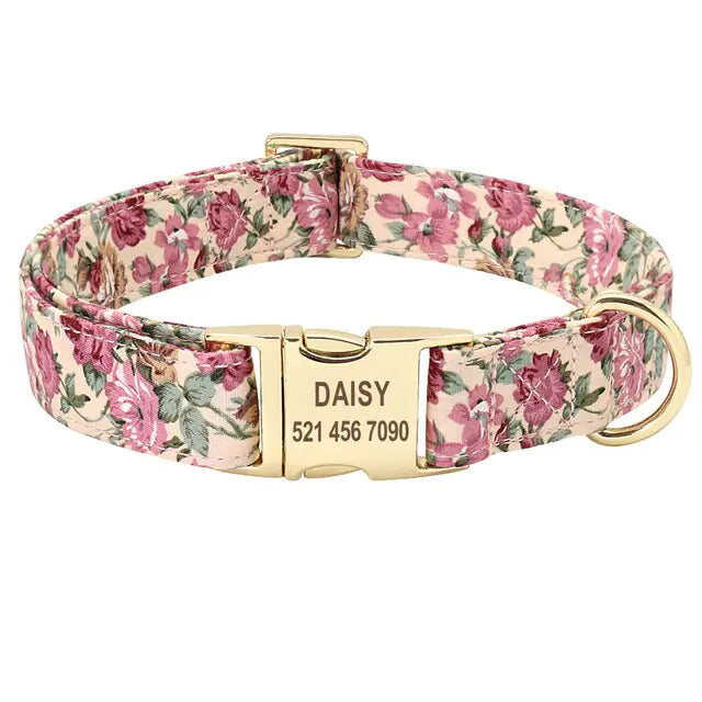 Personalized Printed Dog Collar Leash Set