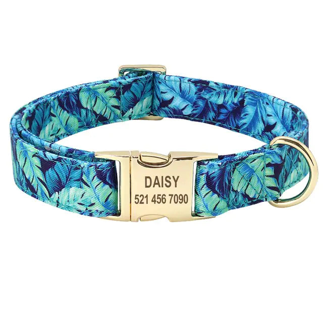 Personalized Printed Dog Collar Leash Set